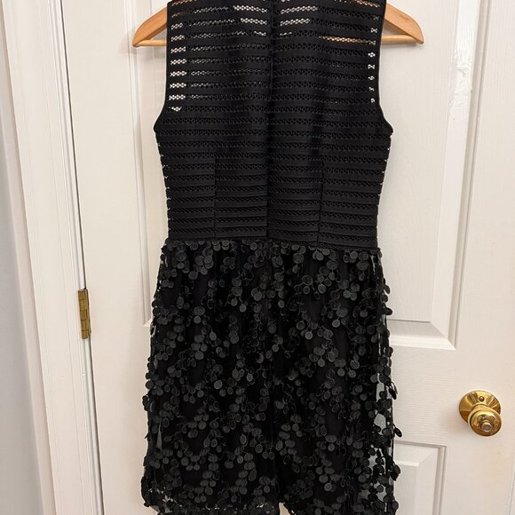 NEW Theory Black Petal Feathered Texture Party Dress Sz 00 - Picture 14 of 15